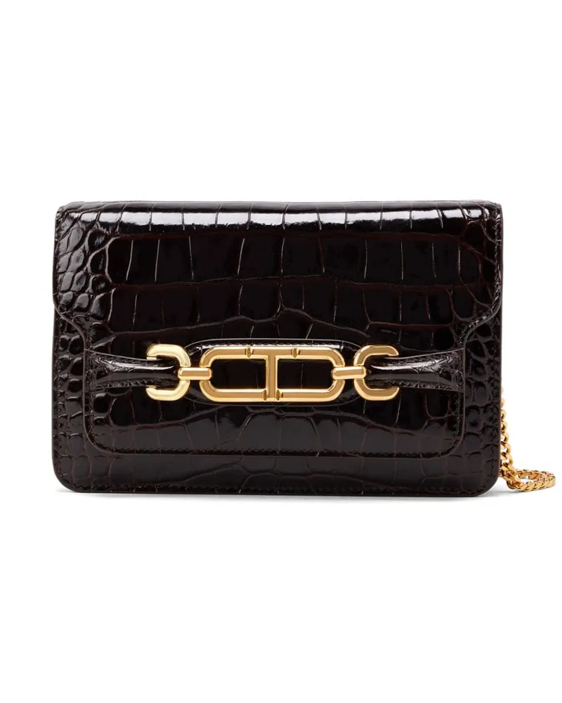 Tom Ford Kleine Schultertasche mit Kroko-Effekt - Braun Braun