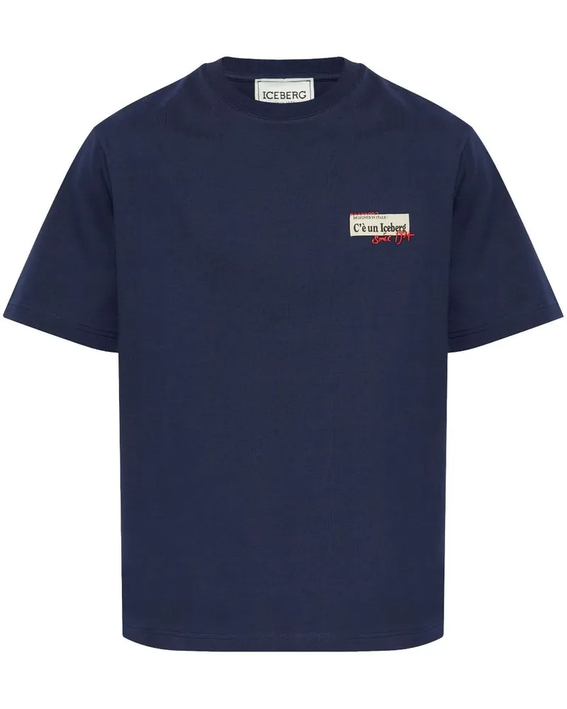 Iceberg T-Shirt mit Logo-Patch - Blau Blau