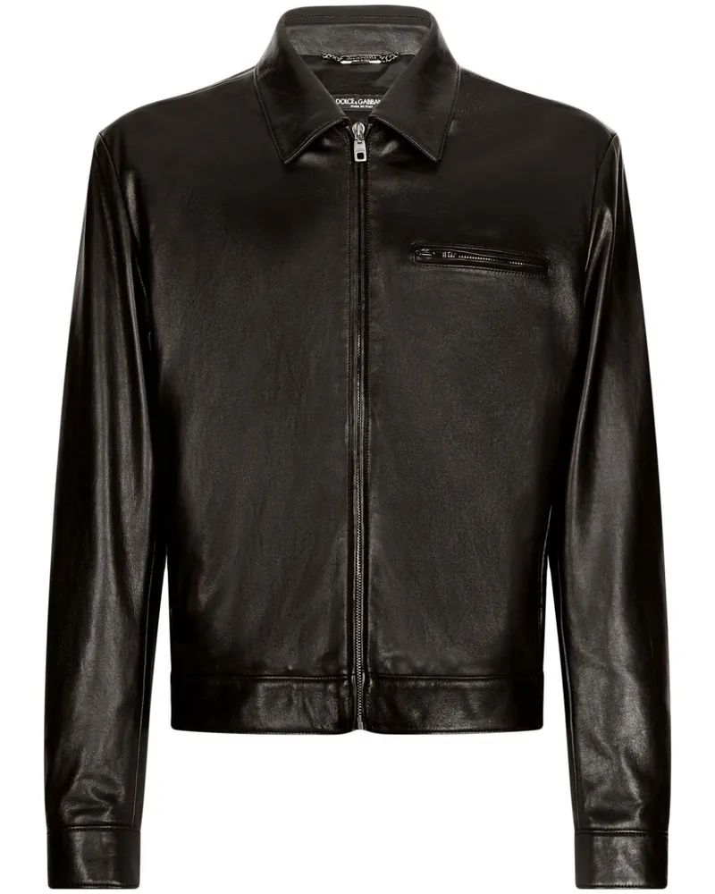Dolce & Gabbana Lederjacke mit Reißverschluss - Schwarz Schwarz