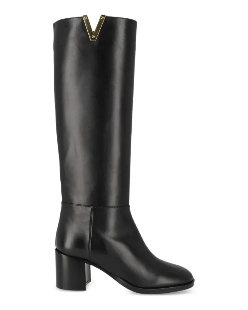 Via Roma 15 Kniehohe Stiefel mit V-Detail - Schwarz Schwarz