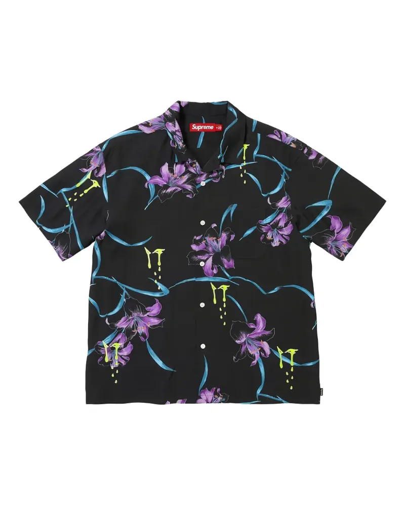 Supreme Being Kurzärmeliges AOI Lilies Hemd - Schwarz Schwarz