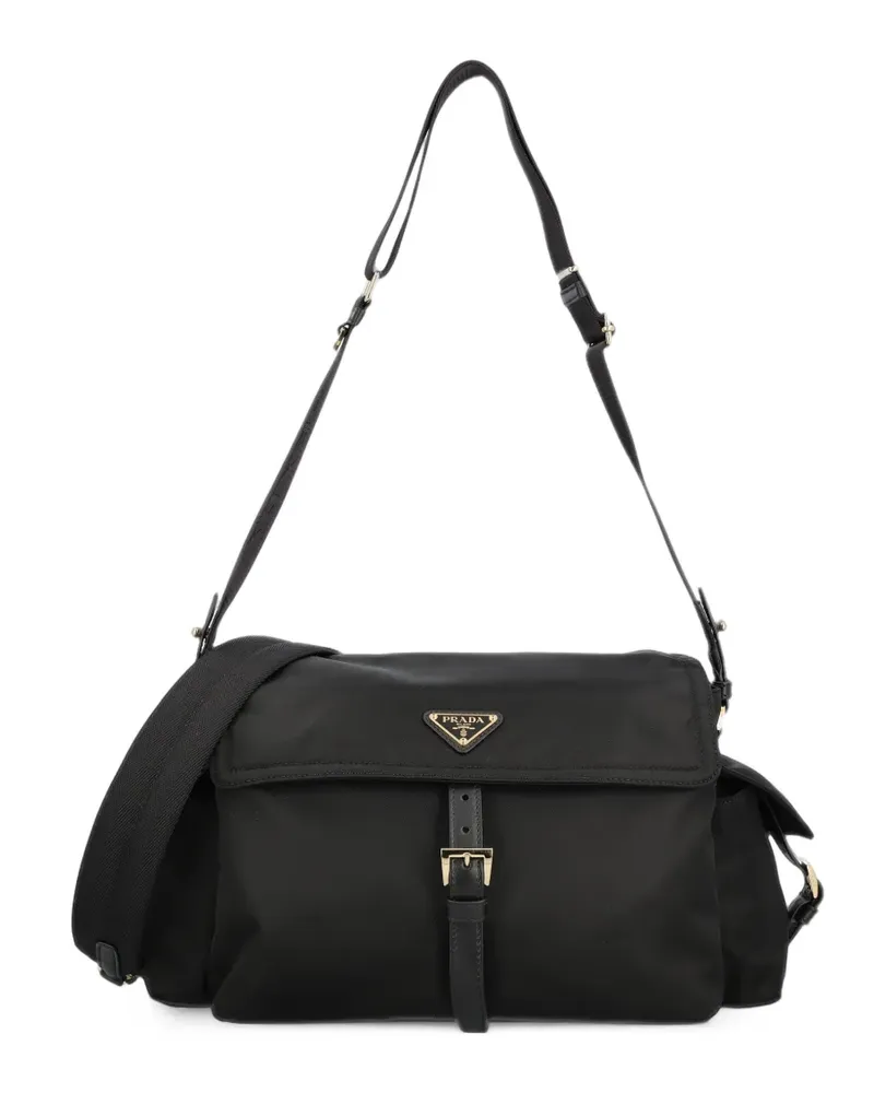Prada Große Explore Schultertasche aus Re-Nylon mit Klappe - Schwarz Schwarz