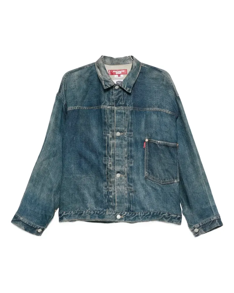 Junya Watanabe faded-effect cinch-strap denim jacket - Blau Blau