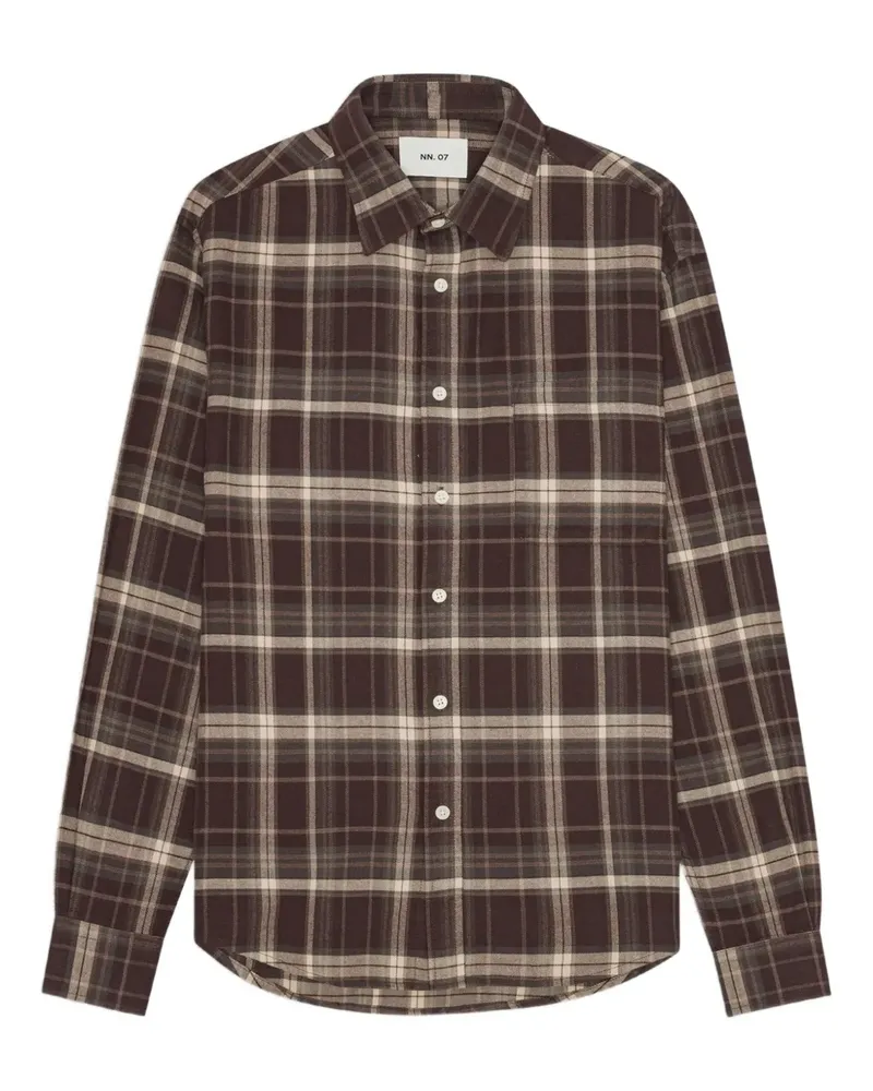 NN 07 Kariertes Hemd mit Knöpfen - Braun Braun