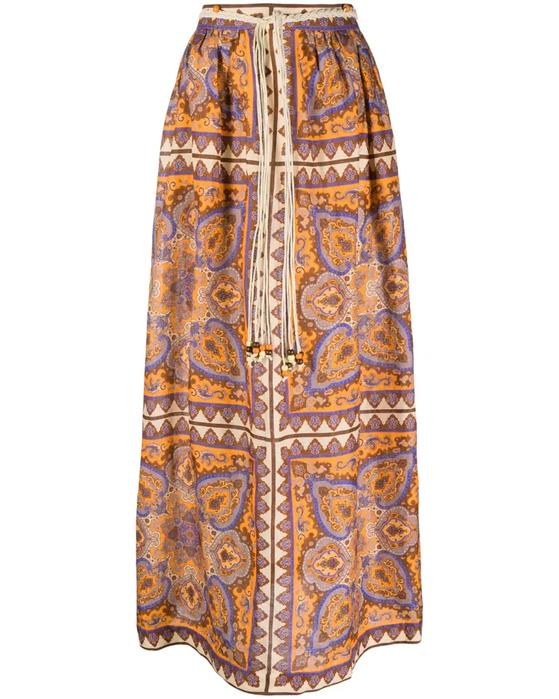 Zimmermann Halcyon Maxirock mit Paisley-Print - Blau Blau
