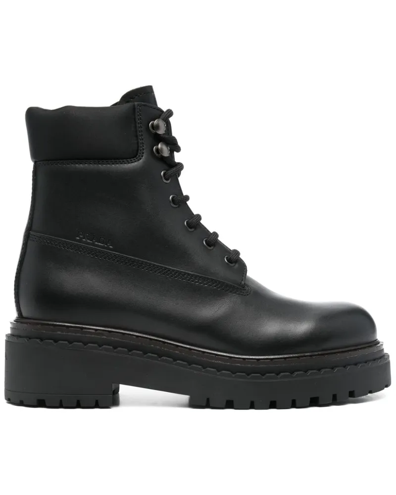 Prada Stiefeletten aus Leder - Schwarz Schwarz