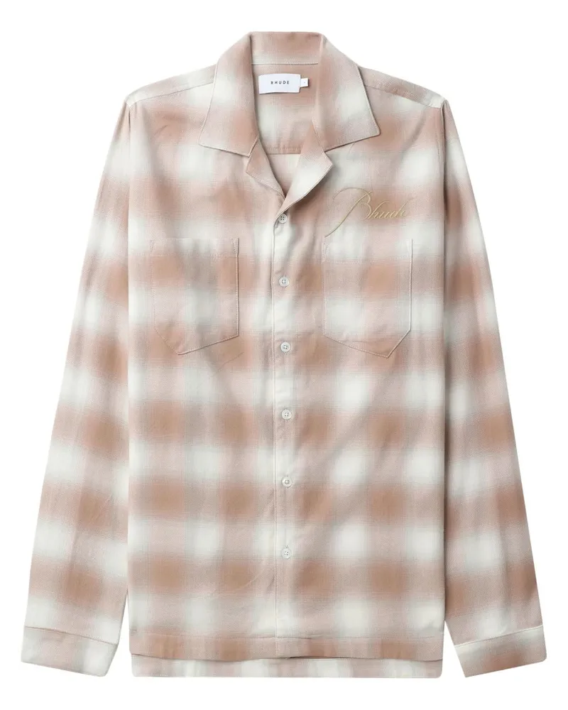 RHUDE Kariertes Hemd mit Logo-Stickerei - Braun Braun