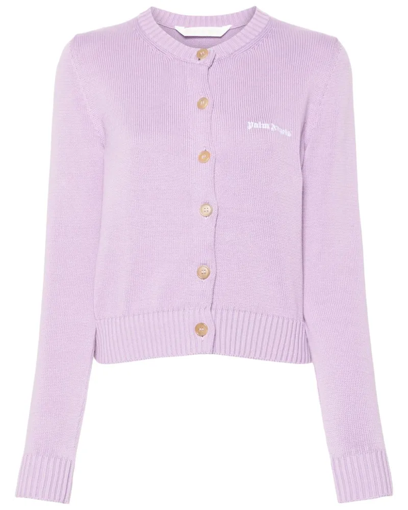 Palm Angels Cardigan mit Logo-Stickerei Violett