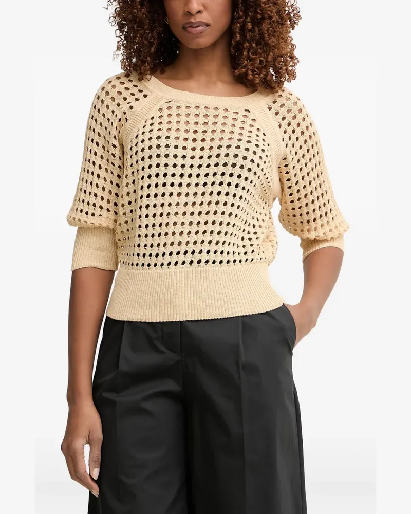 Twin-Set open-knit raglan-sleeve sweater - Nude Nude
