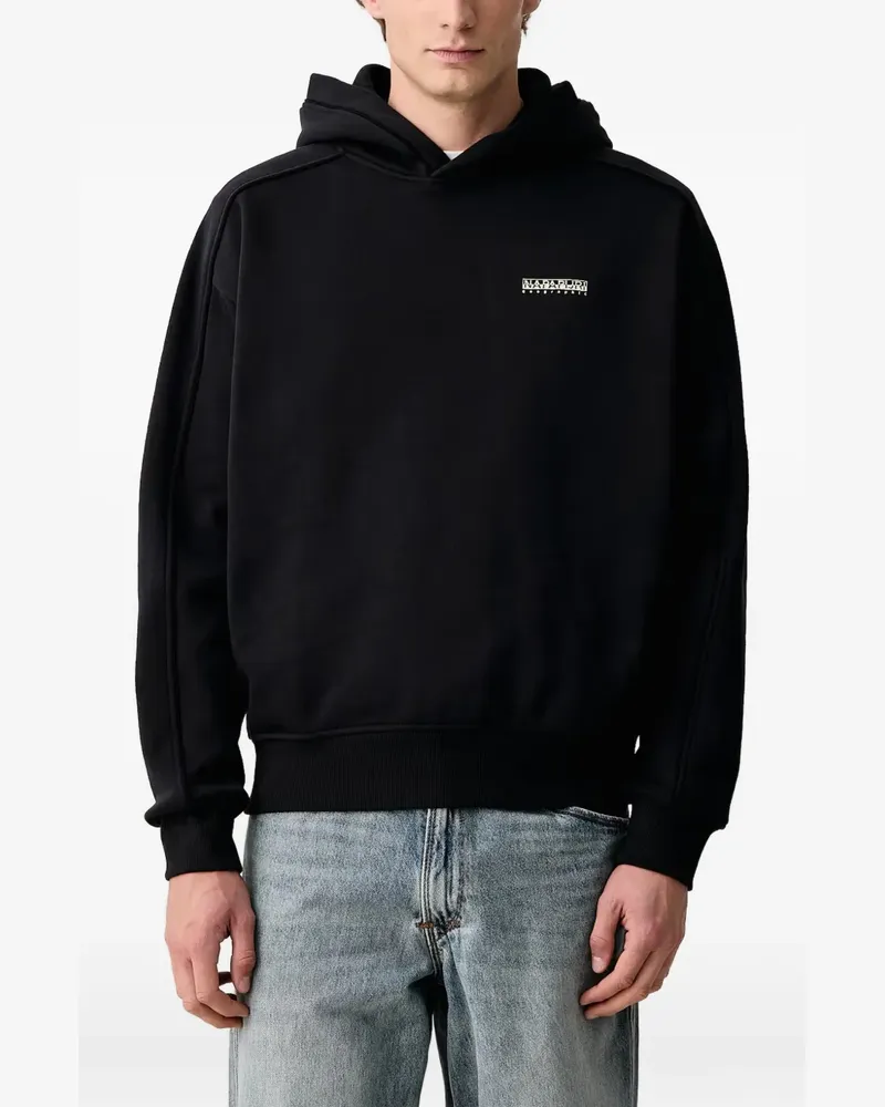 Napapijri Teza Hoodie mit grafischem Print und Logo-Patch - Schwarz Schwarz