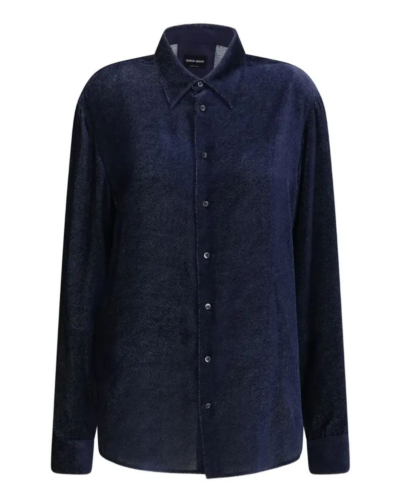 Giorgio Armani devoré velvet-twill shirt - Blau Blau