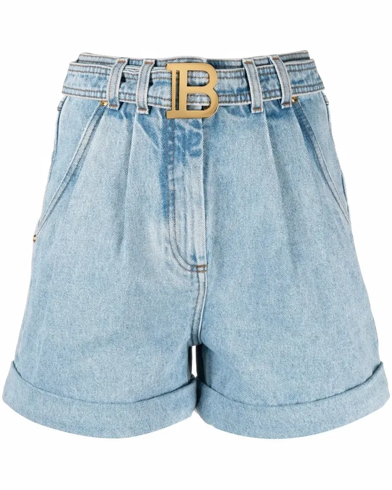 Balmain Shorts mit hohem Bund - Blau Blau