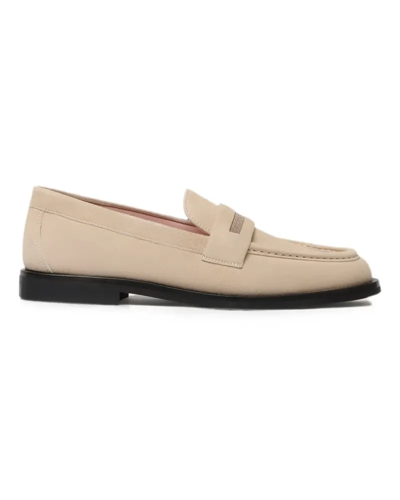 Fabiana Filippi Loafer aus Wildleder mit Perlen - Nude Nude