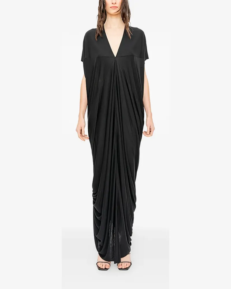 Rick Owens Lilies Maxikleid mit V-Ausschnitt - Schwarz Schwarz