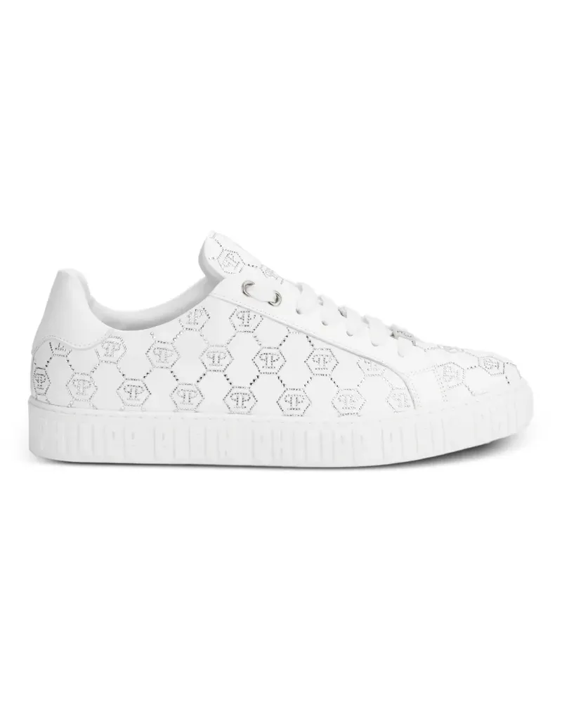 Philipp Plein Carson monogram strass low-top sneakers - Weiß Weiß