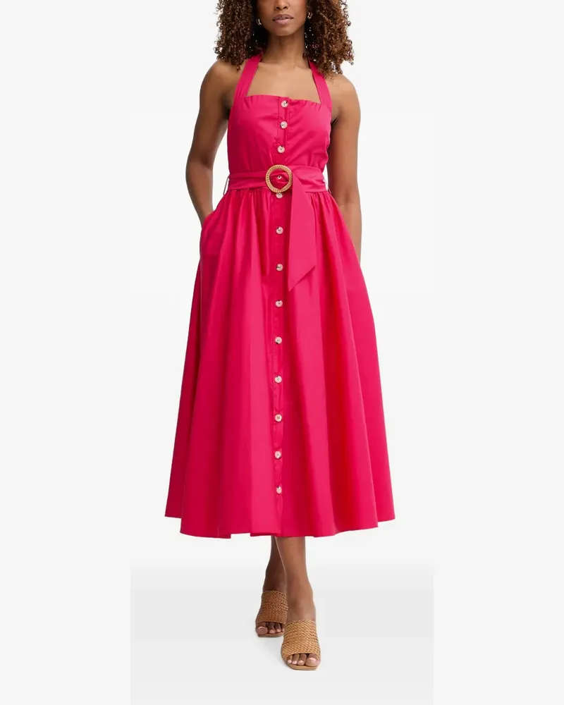 Fracomina belted button-front midi dress - Rosa Rosa