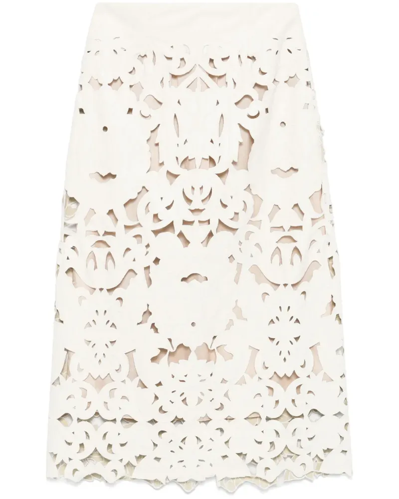 forte_forte Midirock mit Blumenmotiv - Nude Nude