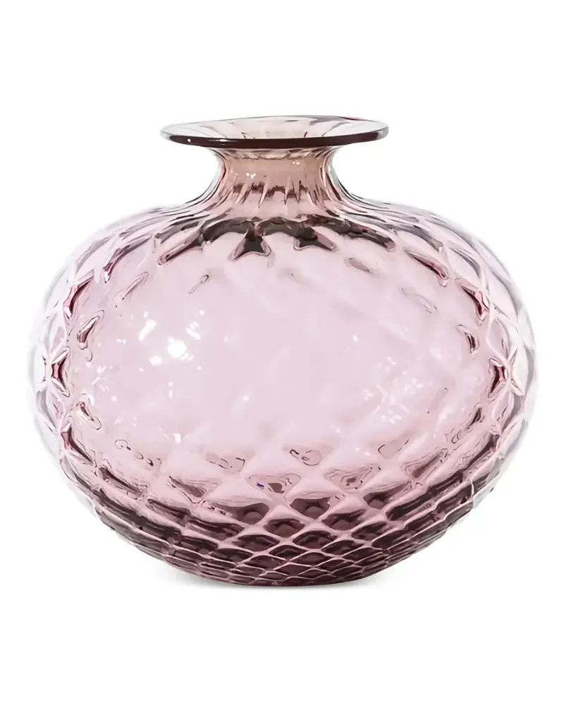 Venini Monofiori Balloton Glasvase mit Wabenmuster - Rosa Rosa