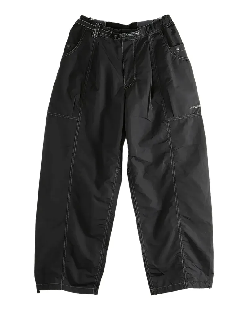 and wander contrast-stitch belted trousers - Schwarz Schwarz