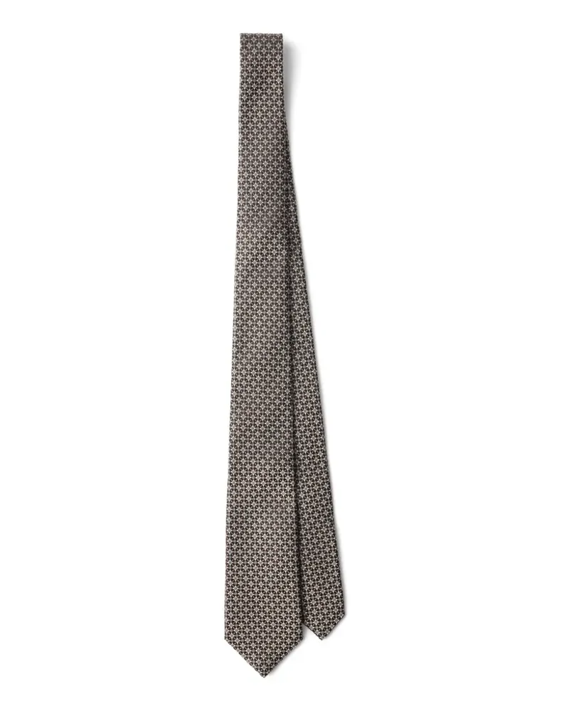 Prada geometric-pattern silk tie - Braun Braun