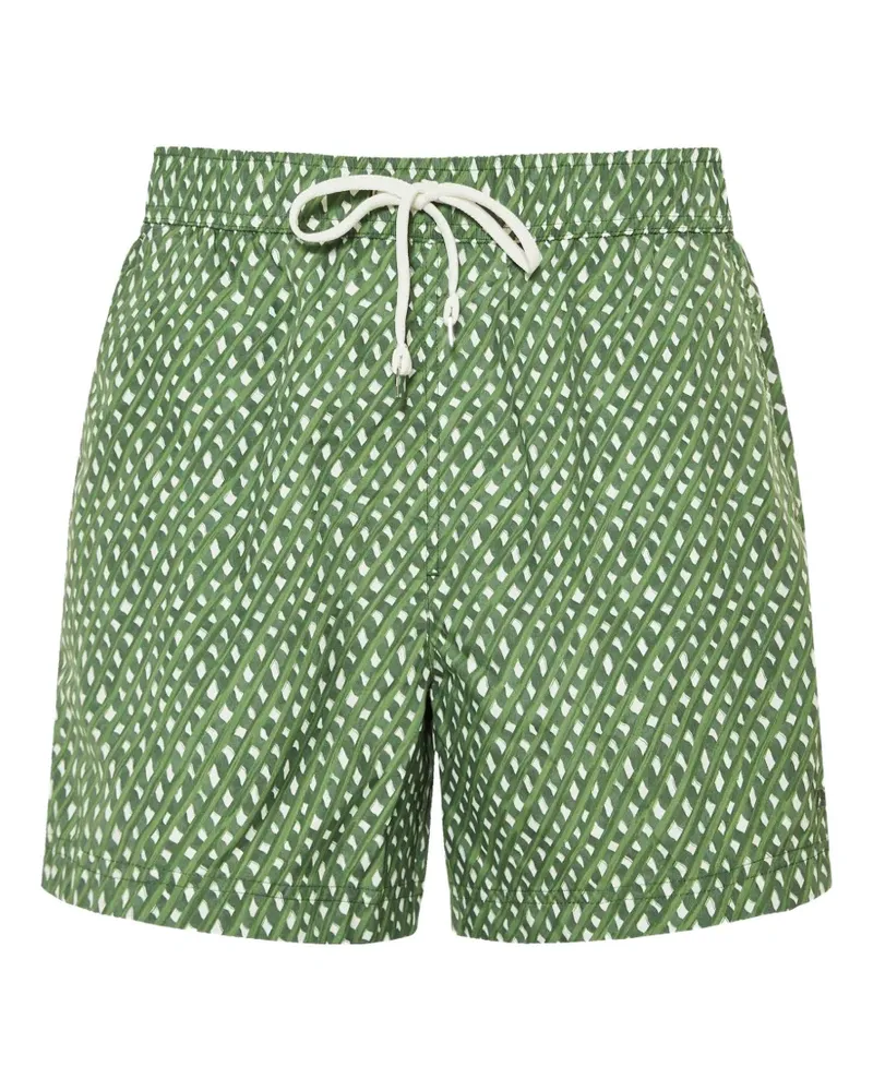 Ermenegildo Zegna geometric-print drawstring-waist swim shorts - Grün Grün