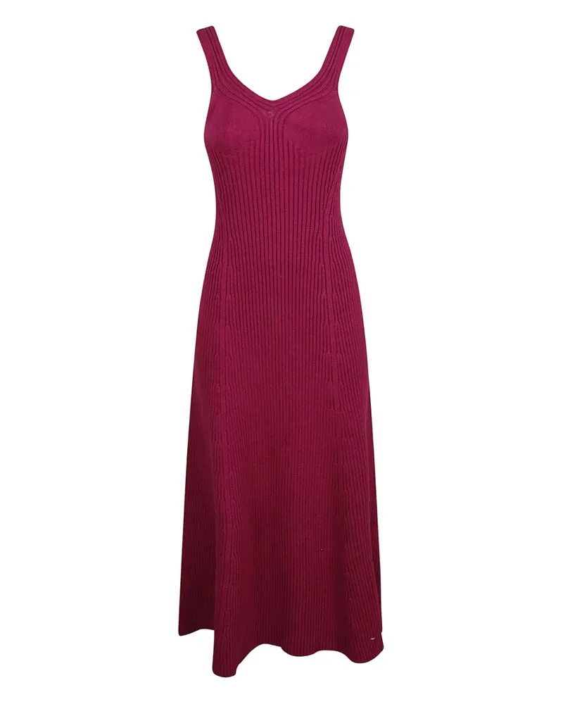 Jil Sander V-neck ribbed-knit dress - Rosa Rosa
