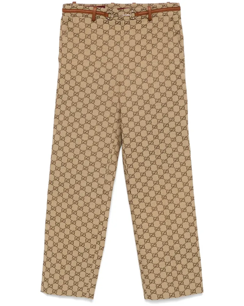 Gucci Horsebit-Hose aus GG-Canvas - Nude Nude