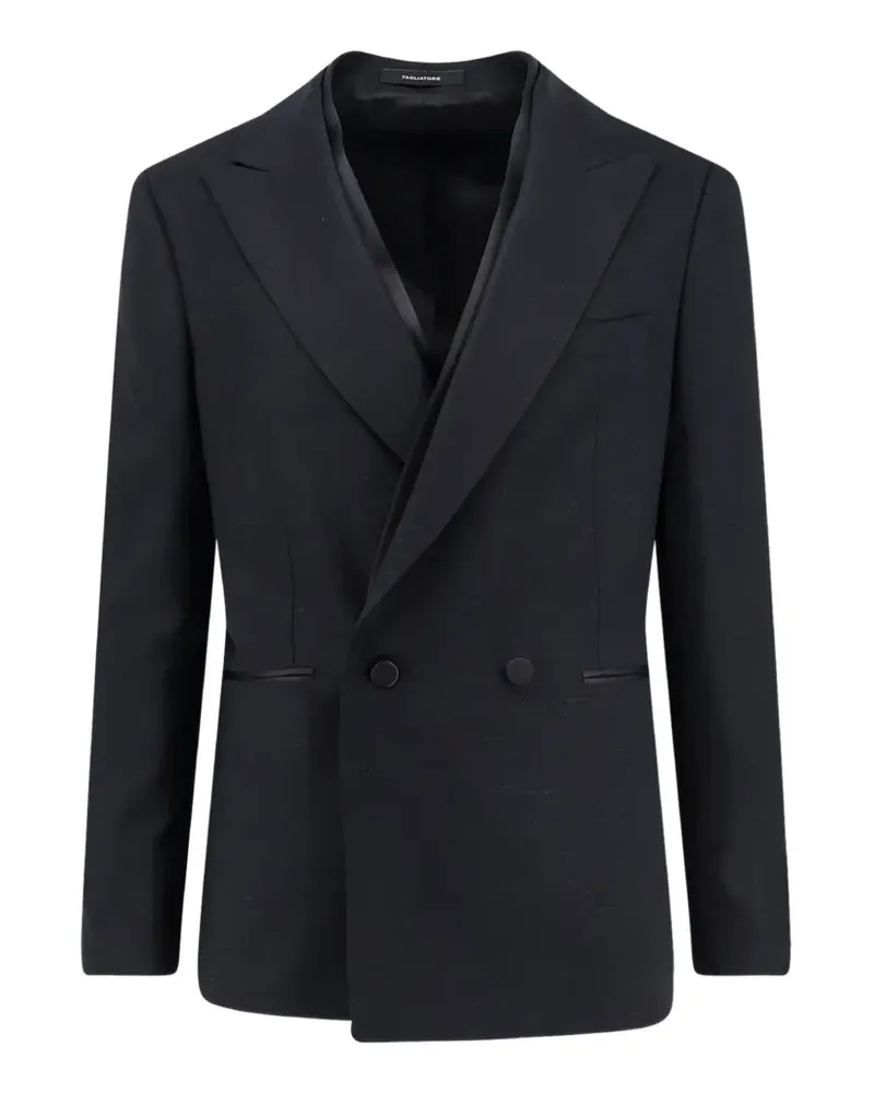 Tagliatore double-breasted slub-texture blazer - Schwarz Schwarz