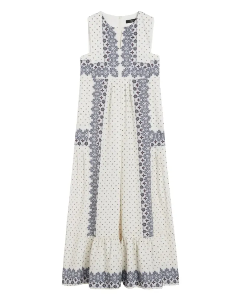 Max Mara Gestuftes MANILA Midikleid mit Paisley-Print - Weiß Weiß