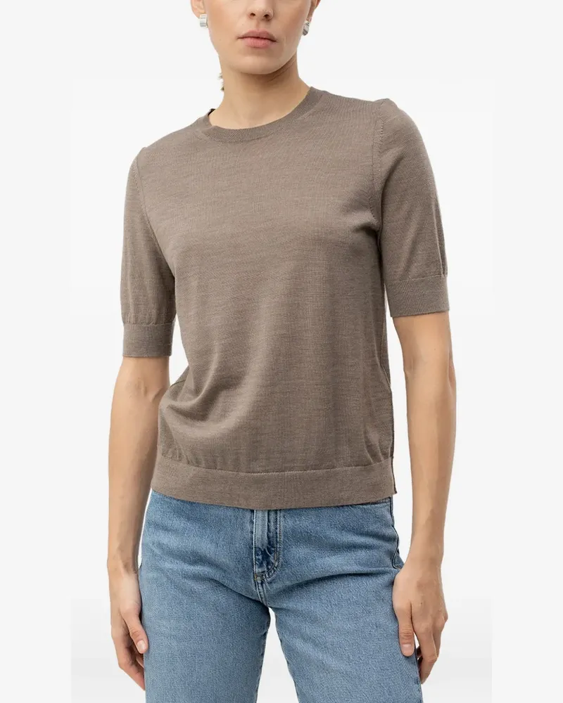 HUGO BOSS Schmaler Pullover aus superfeiner Merinowolle - Nude Nude