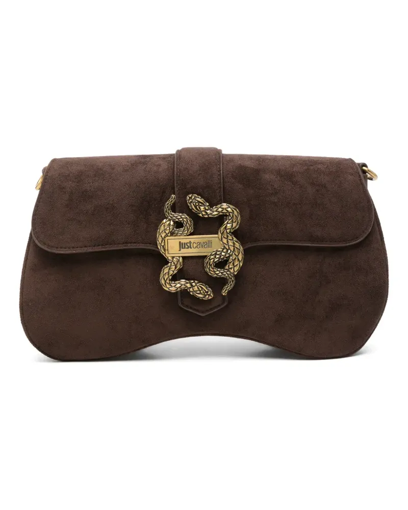 Just Cavalli Schultertasche mit Schlangen-Schild - Braun Braun
