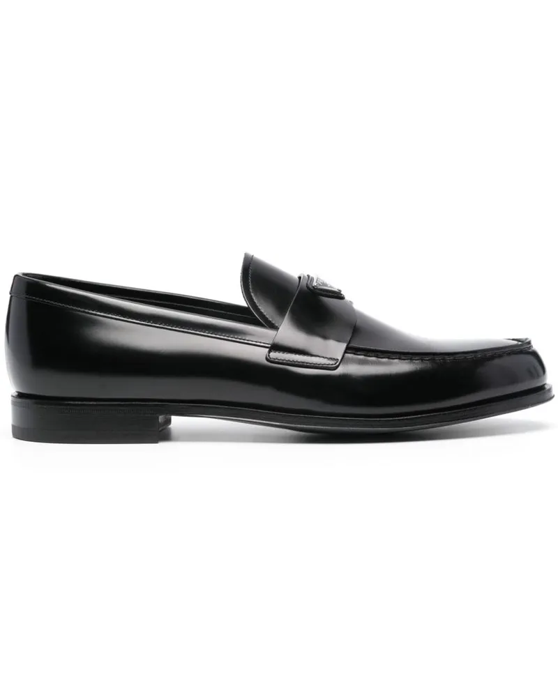 Prada Loafer mit emailliertem Triangel-Logo - Schwarz Schwarz
