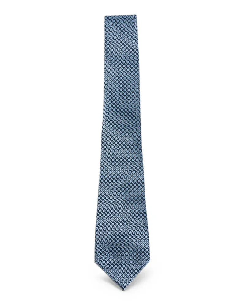 Ermenegildo Zegna Geometrisch gemusterte Seidenkrawatte - Blau Blau