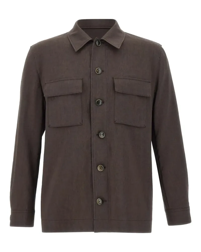 HUGO BOSS Melierte Hemdjacke - Braun Braun