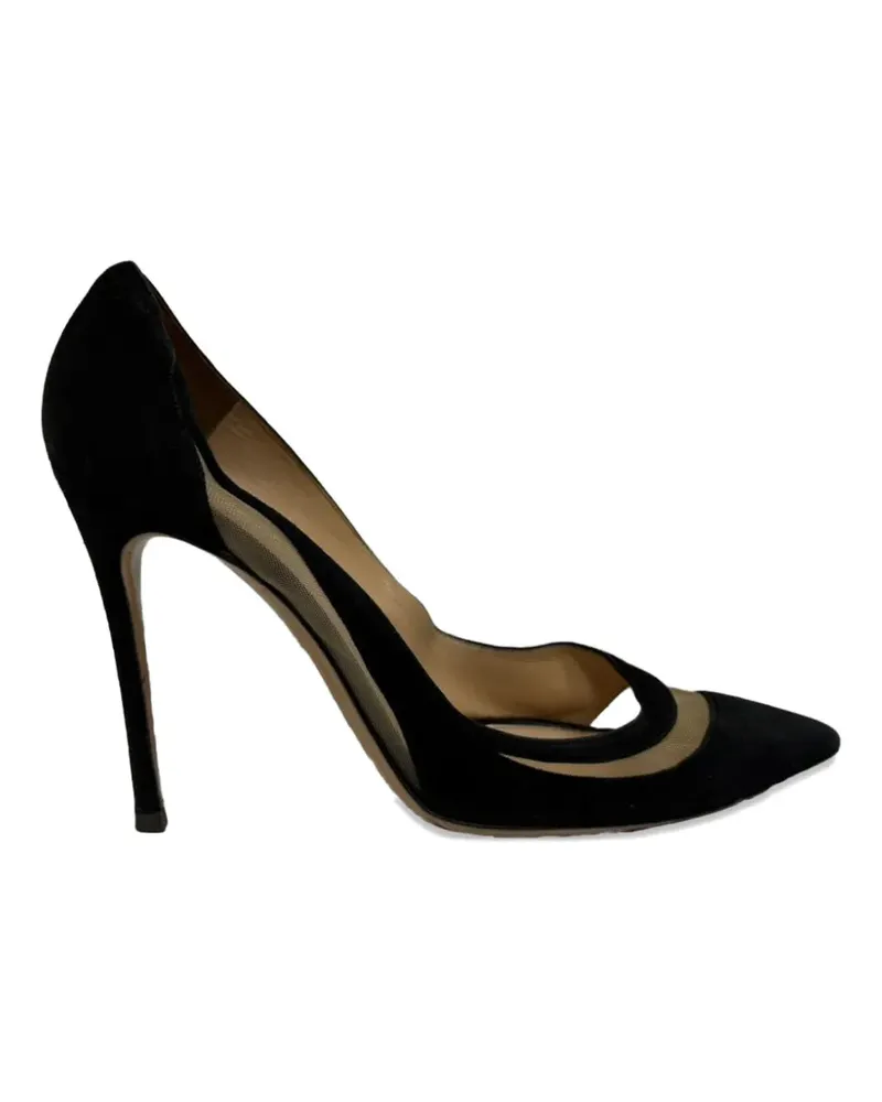 Gianvito Rossi Mesh accent pointed-toe pumps - Schwarz Schwarz