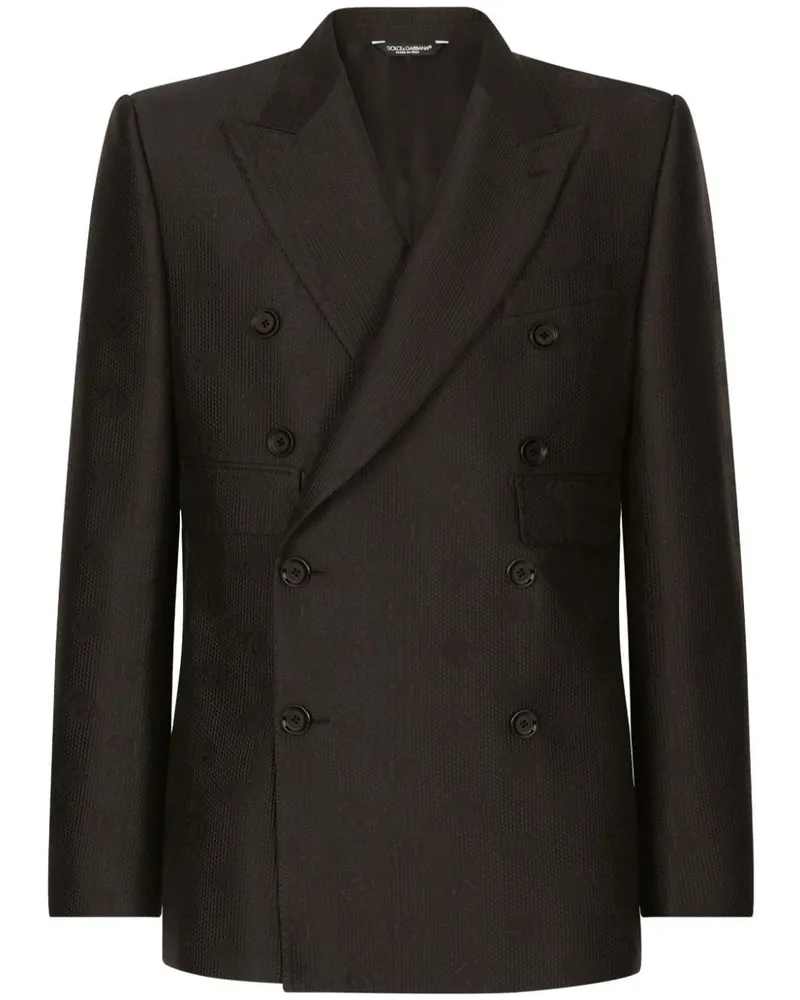 Dolce & Gabbana Doppelreihiges Sakko aus Monogramm-Jacquard - Schwarz Schwarz
