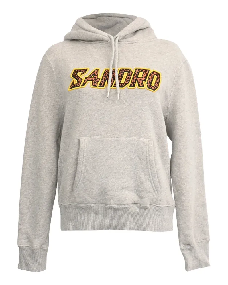 Sandro logo-patch drawstring hoodie - Grau Grau