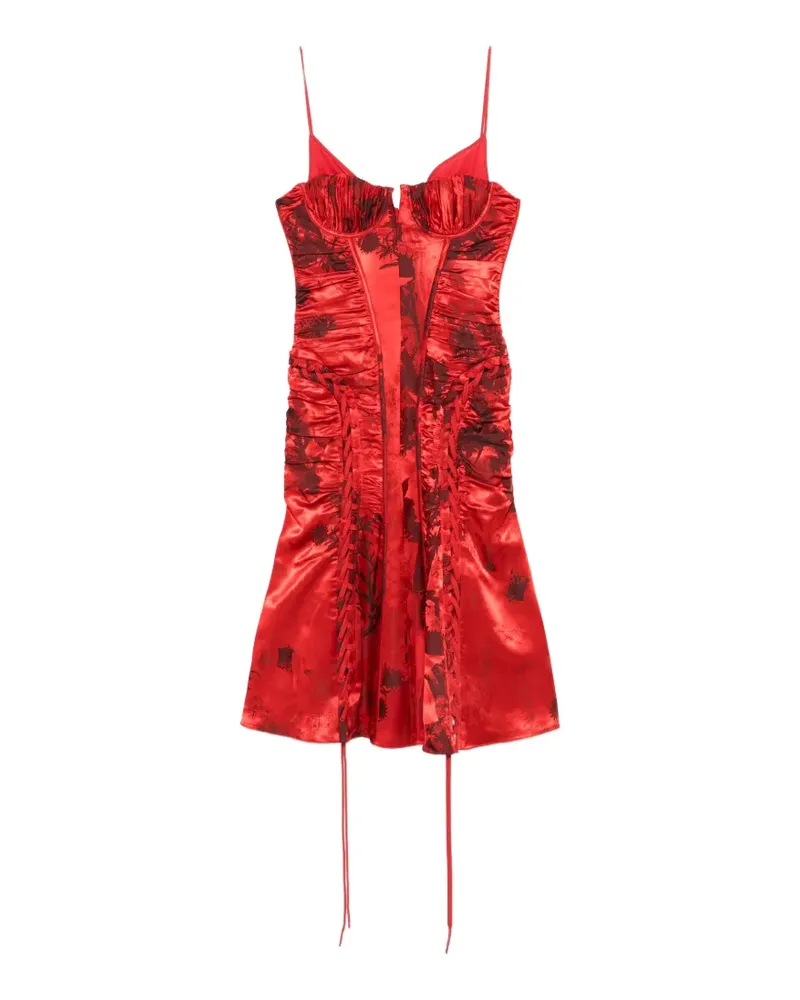 Alexander McQueen lace-up floral-print dress - Rot Rot