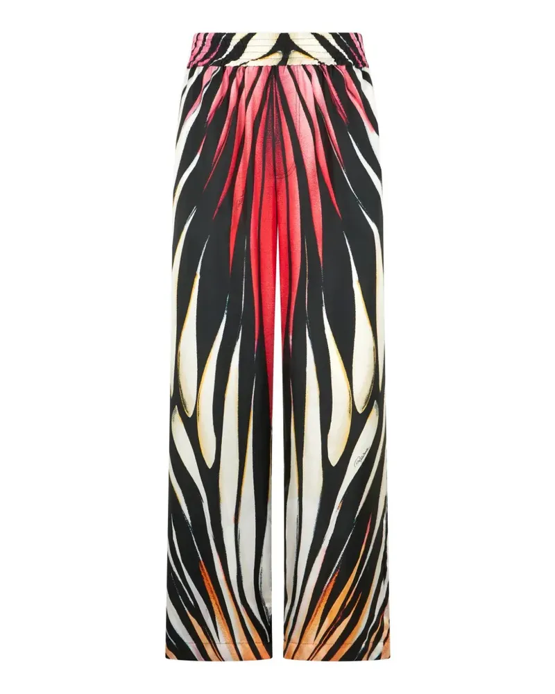 Roberto Cavalli Seidensatin-Hose mit Ray-Print - Schwarz Schwarz