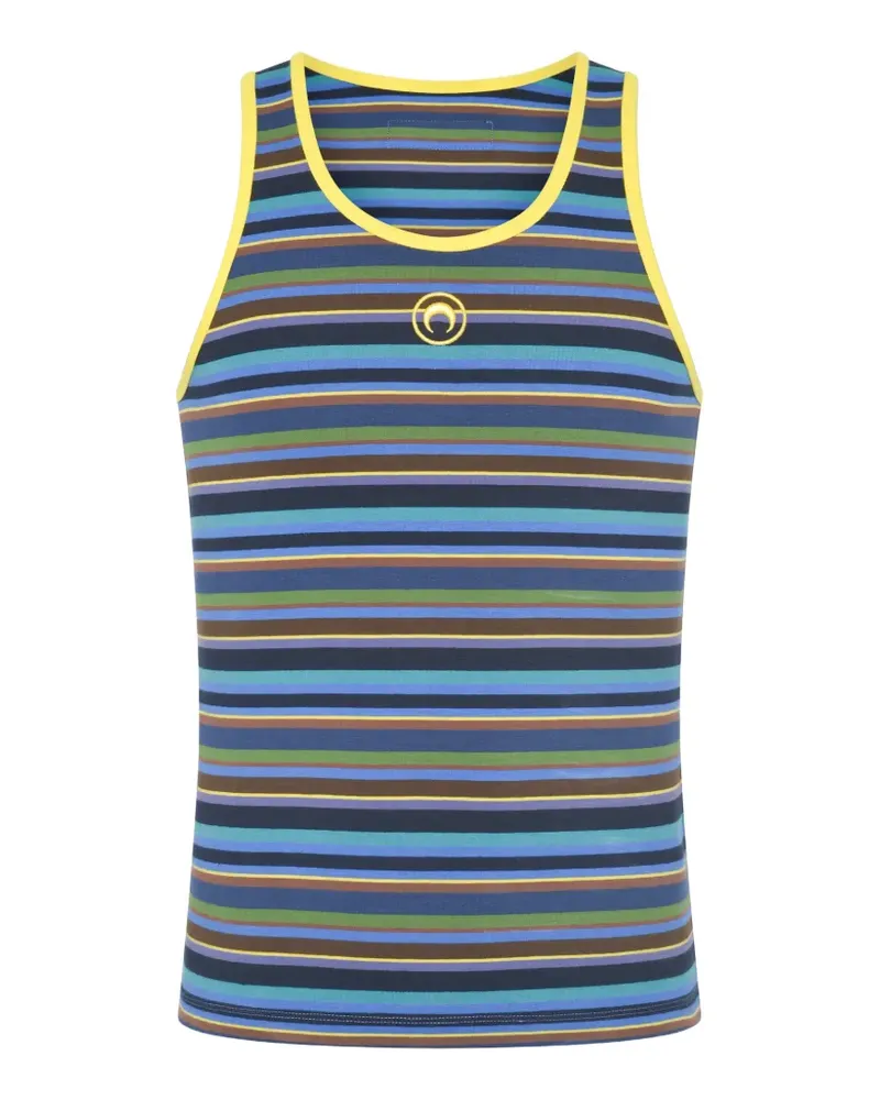 Marine Serre Deadstock moon-logo striped cotton tank top - Blau Blau