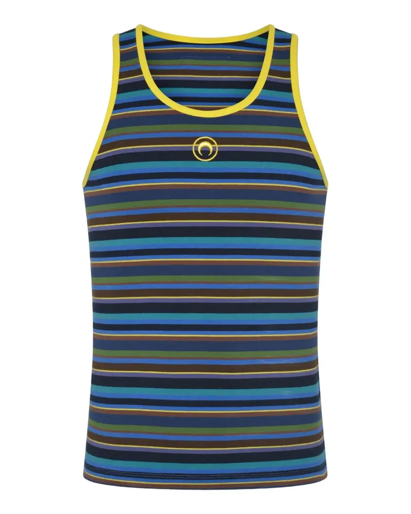 Marine Serre Deadstock moon-logo striped cotton tank top - Blau Blau