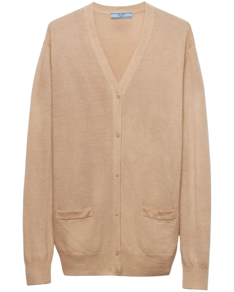 Prada Cardigan aus Kaschmir mit Triangel-Logo - Nude Nude