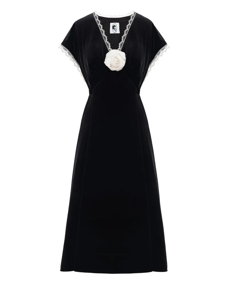 SLEEPER The Genus rose midi dress - Schwarz Schwarz