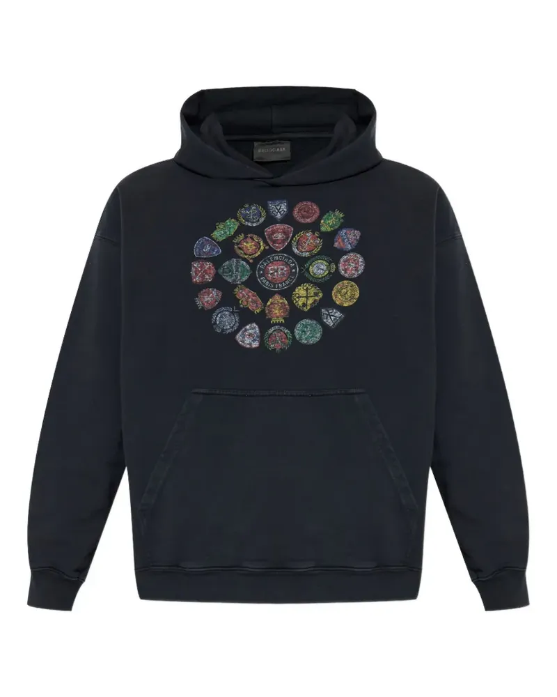 Balenciaga graphic-print hoodie - Schwarz Schwarz