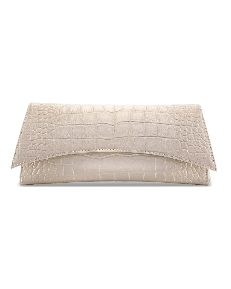 Tyler Ellis Veronica crocodile-effect clutch bag - Nude Nude