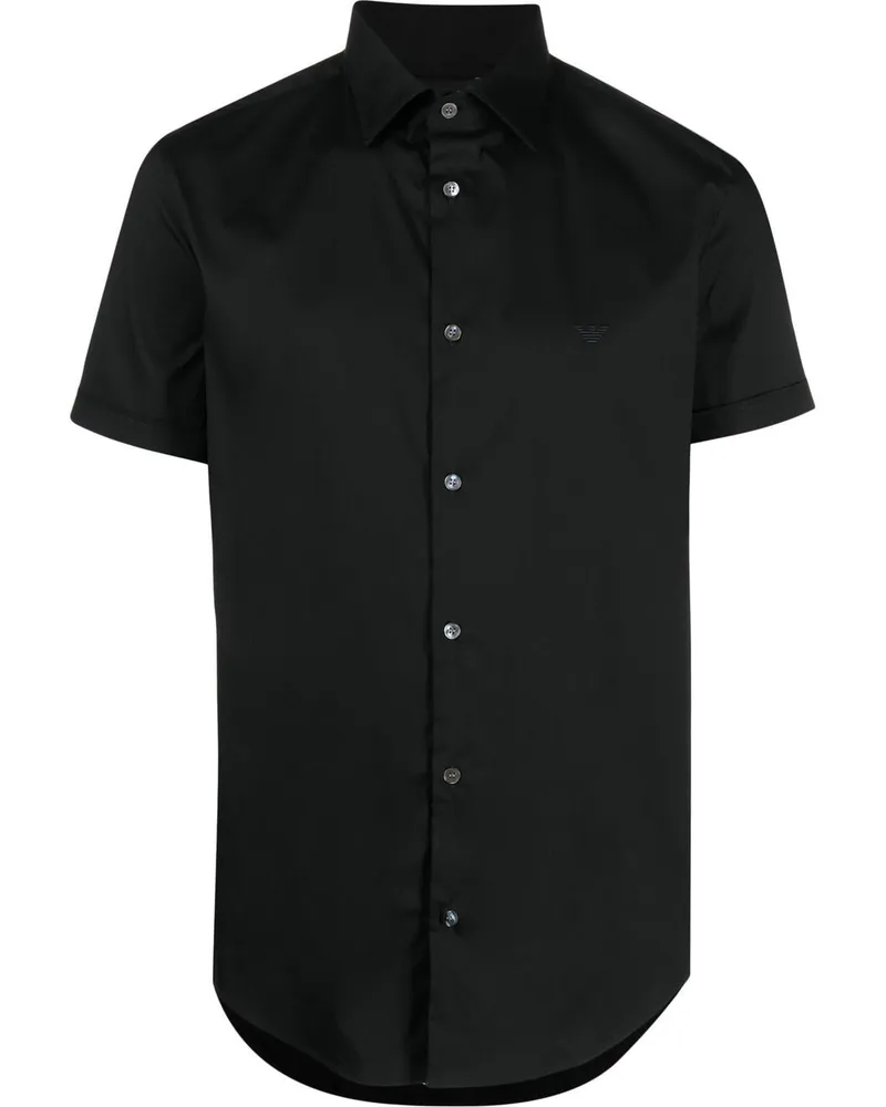 Emporio Armani Kurzärmeliges Popeline-Hemd - Schwarz Schwarz