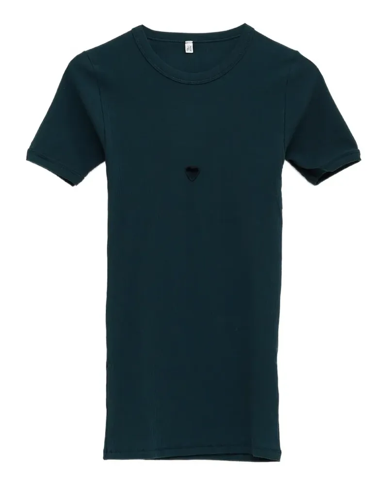 Baserange Heart-cutout ribbed T-shirt - Grün Grün