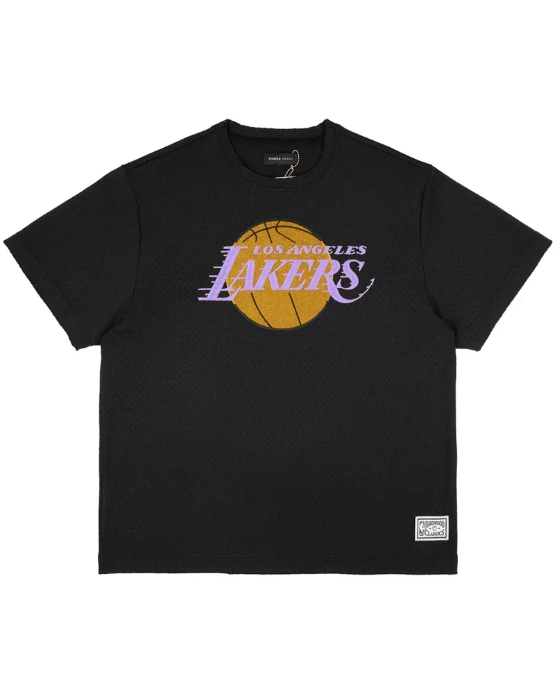 PURPLE BRAND LA Lakers T-Shirt aus Mesh - Schwarz Schwarz