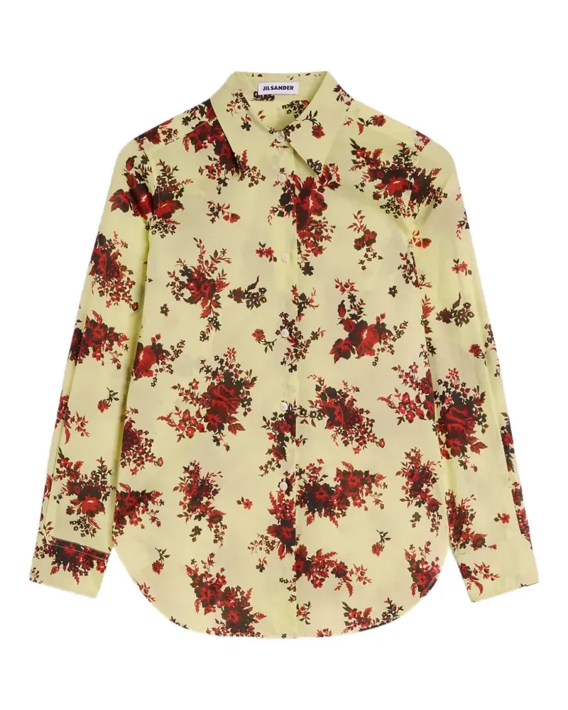 Jil Sander Musselin-Hemd mit Blumen-Print - Gelb Gelb