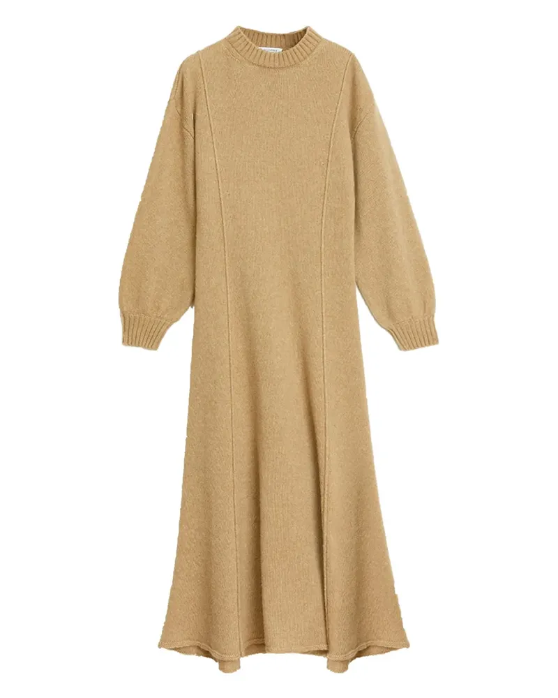Rodebjer Tanner Midikleid mit Nahtdetail aus Merinowolle - Braun Braun